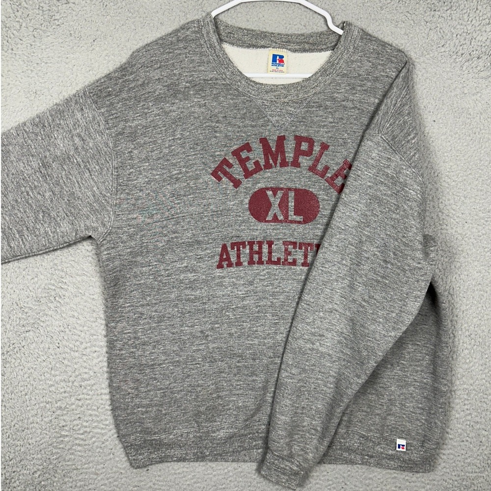 Vintage Russell Athletic Sweatshirt Mens XL Grey Temple Athletics Pullover USA